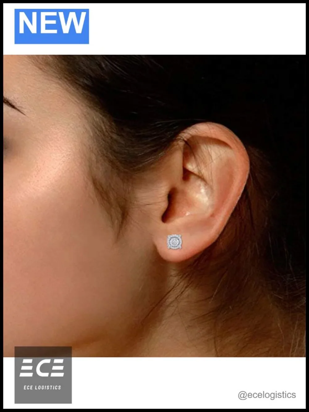 Miracle-Set Halo Cluster Stud Earrings 1/4ctw Natural Diamond 14k White Gold